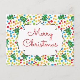 Cartão Postal Feliz Natal Árvores e Luzes Retro Feriado