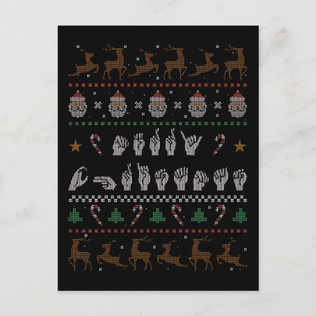 Cartão Postal Feliz Natal - ASL American Sign Language II (Frente)
