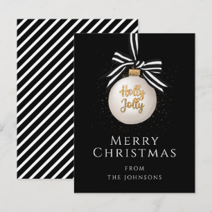 Cartão Postal Feliz Natal Bauble Black and White Strike
