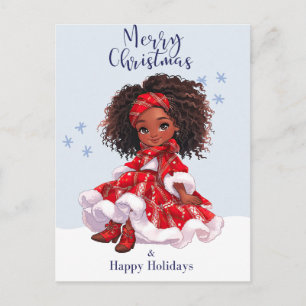 Cartão Postal Feliz Natal Black Girl Magic Melanin Xmas Divertid