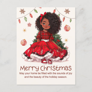 Cartão Postal Feliz Natal Black Girl Magic Melanin Xmas Divertid