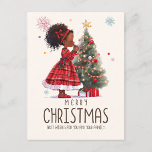 Cartão Postal Feliz Natal Black Girl Magic Melanin Xmas Divertid