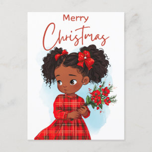 Cartão Postal Feliz Natal Black Girl Magic Melanin Xmas Divertid