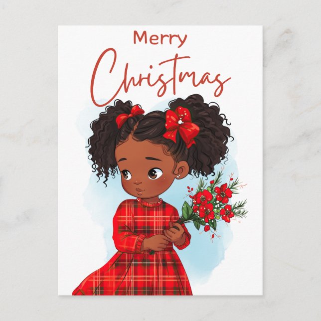 Cartão Postal Feliz Natal Black Girl Magic Melanin Xmas Divertid (Frente)