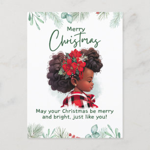 Cartão Postal Feliz Natal Black Girl Magic Melanin Xmas Divertid