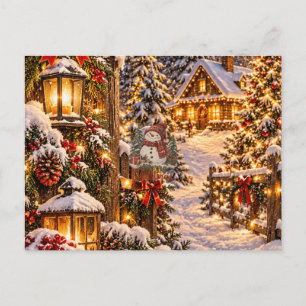 Cartão Postal Feliz Natal Boneco de Neve