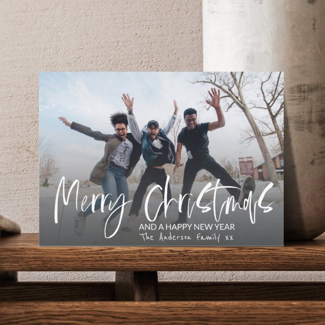 Cartão Postal Feliz Natal Caligrafia Elegante 1 Foto  (Criador carregado)