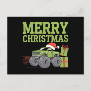 Cartão Postal Feliz Natal Caminhão Monstro Meninos Natal