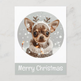 Cartão Postal Feliz Natal Chihuahua Reindeer Dog