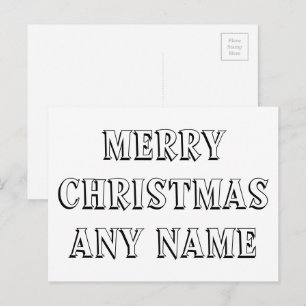 Cartão Postal Feliz Natal com Any Name Color-Your-Own
