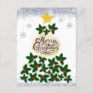 Cartão Postal Feliz Natal com árvore de Natal