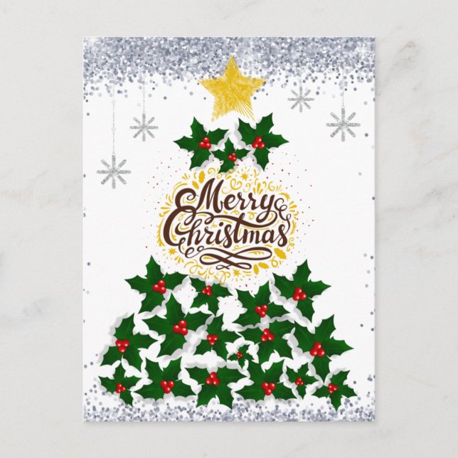 Cartão Postal Feliz Natal com árvore de Natal (Frente)