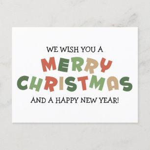 Cartão Postal Feliz Natal com cartas penduradas e feliz ano novo