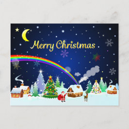 Cartão Postal Feliz Natal com Crescent Moon