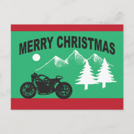 Cartão Postal Feliz Natal com Motocicletas e Montanhas