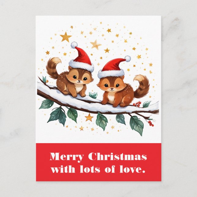 Cartão Postal Feliz Natal com muito amor. (Frente)