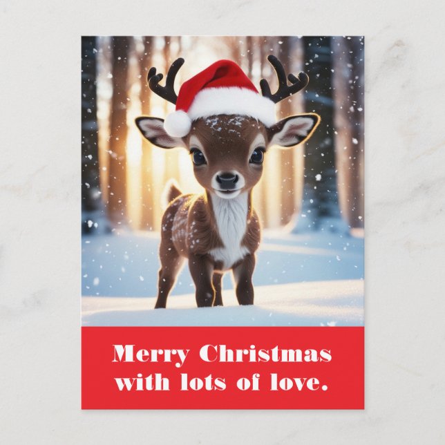 Cartão Postal Feliz Natal com muito amor. (Frente)