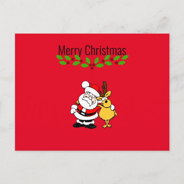 Cartão Postal Feliz Natal com Papais noeis e Cartão-postal de Re (Frente)