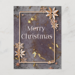 Cartão Postal Feliz Natal com profundidade e cristais de neve
