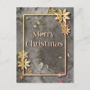 Cartão Postal Feliz Natal com profundidade e cristais de neve