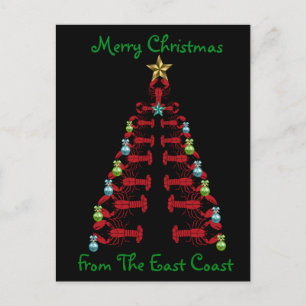 Cartão Postal Feliz Natal da árvore de lagosta da Costa Leste 
