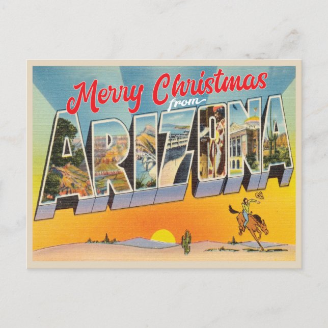 Cartão Postal Feliz Natal da colheita da Arizona (Frente)
