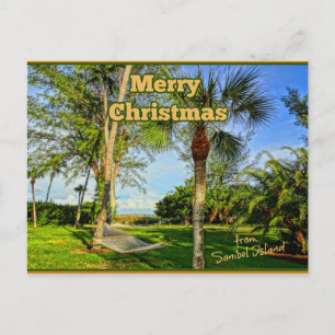 Cartão Postal Feliz Natal da Ilha Sunny Sanibel, Flórida