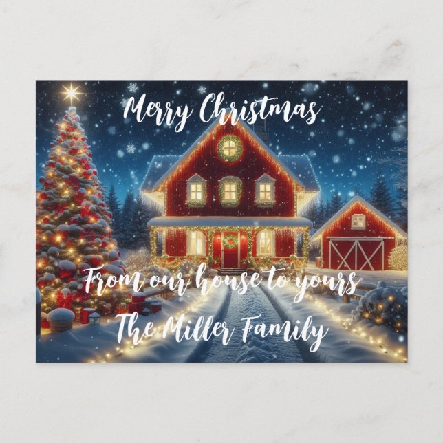 Cartão Postal Feliz Natal da nossa casa para a sua (Frente)