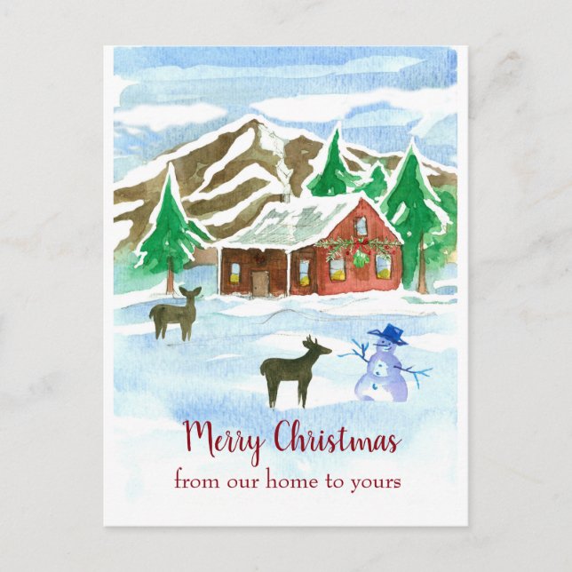 Cartão Postal Feliz Natal Da Nossa Casa Para O Seu Deer (Frente)