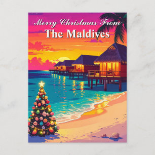 Cartão Postal Feliz Natal das Maldivas Paradise Travel