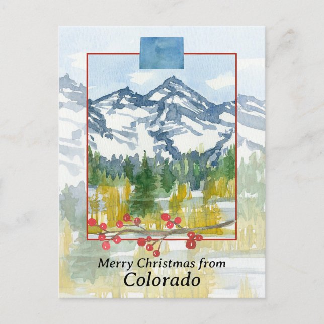 Cartão Postal Feliz Natal das Montanhas Colorado Rocky (Frente)