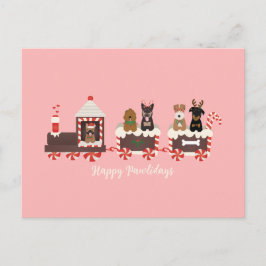 Cartão Postal Feliz Natal de Cachorro Comboio