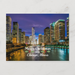 Cartão Postal Feliz Natal de Chicago, IL