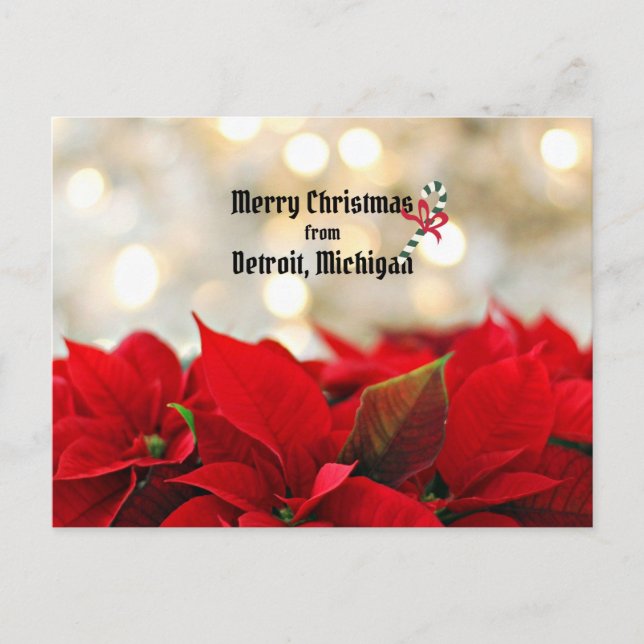 Cartão Postal Feliz Natal de Detroit, Michigan (Frente)