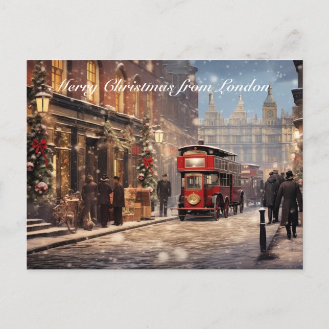 Cartão Postal Feliz Natal de Londres (Frente)