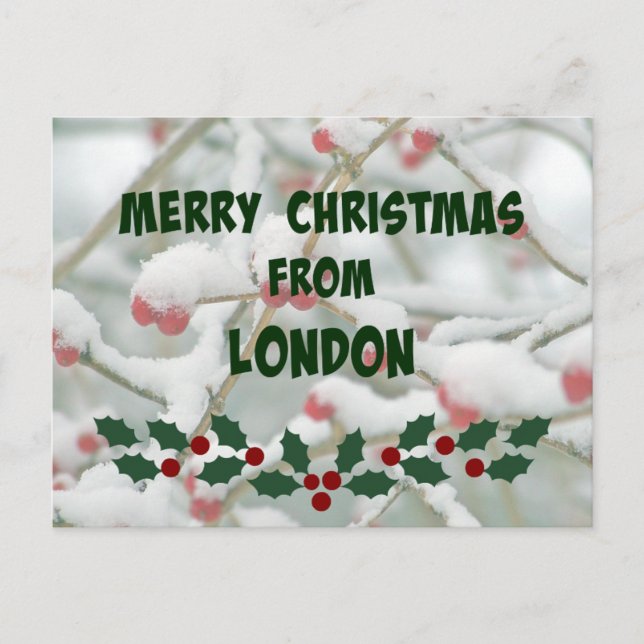 Cartão Postal Feliz Natal de Londres (Frente)