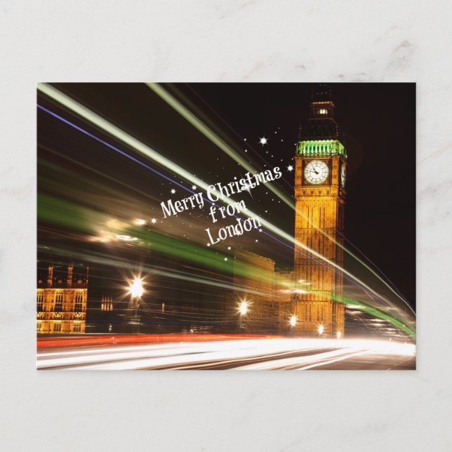 Cartão Postal "Feliz Natal de Londres" com Big Ben (Frente)