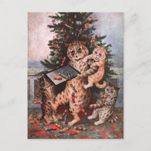 Cartão Postal Feliz Natal de Louis Wain