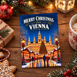 Cartão Postal Feliz Natal de Viena Vintage Áustria