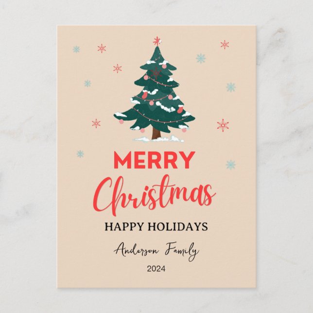 Cartão Postal Feliz Natal Desejando-lhe alegria (Frente)