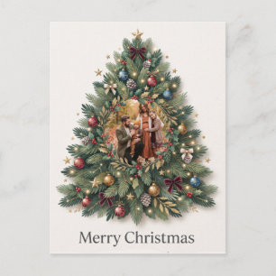 Cartão Postal "Feliz Natal" Design de Foto de Árvore de Natal