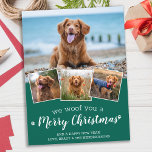 Cartão Postal Feliz Natal Do Cão Pet Collage Hol<br><div class="desc">Nós Te Acolhemos Um Feliz Natal! Envie cartões de natal fofos e divertidos com este cartão de feriado personalizado e super fofo. Feliz Natal do cão com estampas bonitas em um divertido design de colagem fotográfica moderno. Adicione as fotos do seu cachorro ou fotos da família ao cão e personalize...</div>