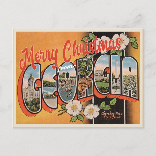 Cartão Postal Feliz Natal do Estado da Geórgia (Frente)