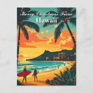 Cartão Postal Feliz Natal do Havaí Férias Tropicais