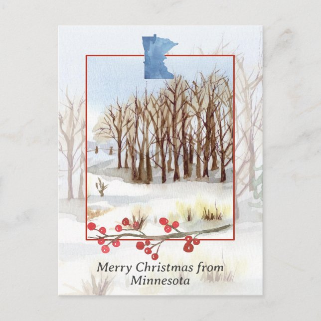 Cartão Postal Feliz Natal do Minnesota Winter Landscape (Frente)