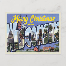 Cartão Postal Feliz Natal do Wisconsin, estilo vintage