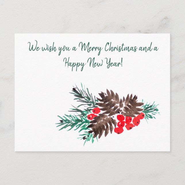 Cartão Postal Feliz Natal e Ano Novo 2 personalizados (Frente)