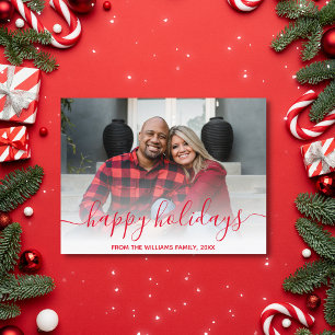 Cartão Postal feliz Natal e Ano Novo caligrafia vermelha foto de