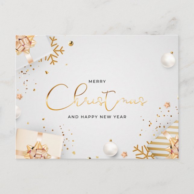 Cartão Postal Feliz Natal e Ano Novo Design (Frente)