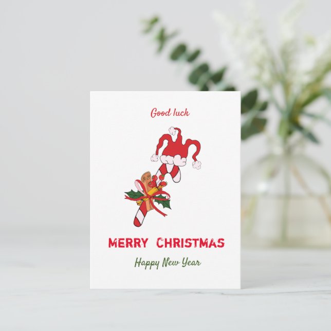 Cartão Postal Feliz Natal e Ano Novo Minimalista (Em pé/Frente)